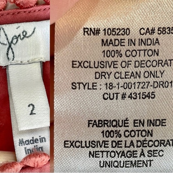 Joie - Southwest Embroidered Eyelet Scalloped Salmon Pink Sundress - Picture 12 of 12